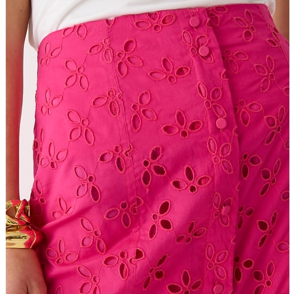 NWT J. Crew Button Front Cotton Eyelet Pencil Skirt - Picture 2 of 9